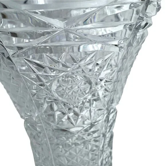 Cut Crystal Vase Vintage Starburst Design 8 Inch - Picture 5 of 11